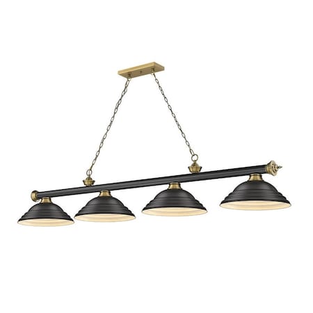 Z-Lite Cordon 4 Light Billiard, Matte Black & Rubbed Brass 2306-4MB-RB-SMB